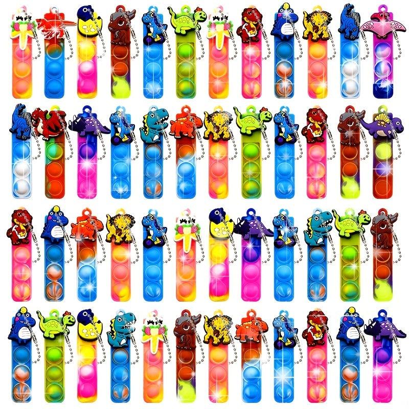 16pcs Dino Pop Fidget Toys Random Designs Cartoon Keychain Relief Stress Toys