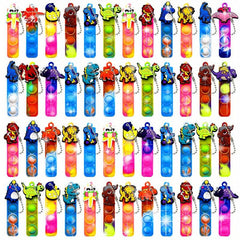 16pcs Dino Pop Fidget Toys Random Designs Cartoon Keychain Relief Stress Toys