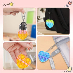 12pcs Random Heart 5 Silicone Pop Fidget Keychain Toy