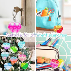 12pcs Random Heart 5 Silicone Pop Fidget Keychain Toy