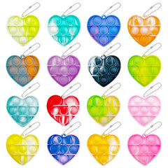 12pcs Random Heart 5 Silicone Pop Fidget Keychain Toy