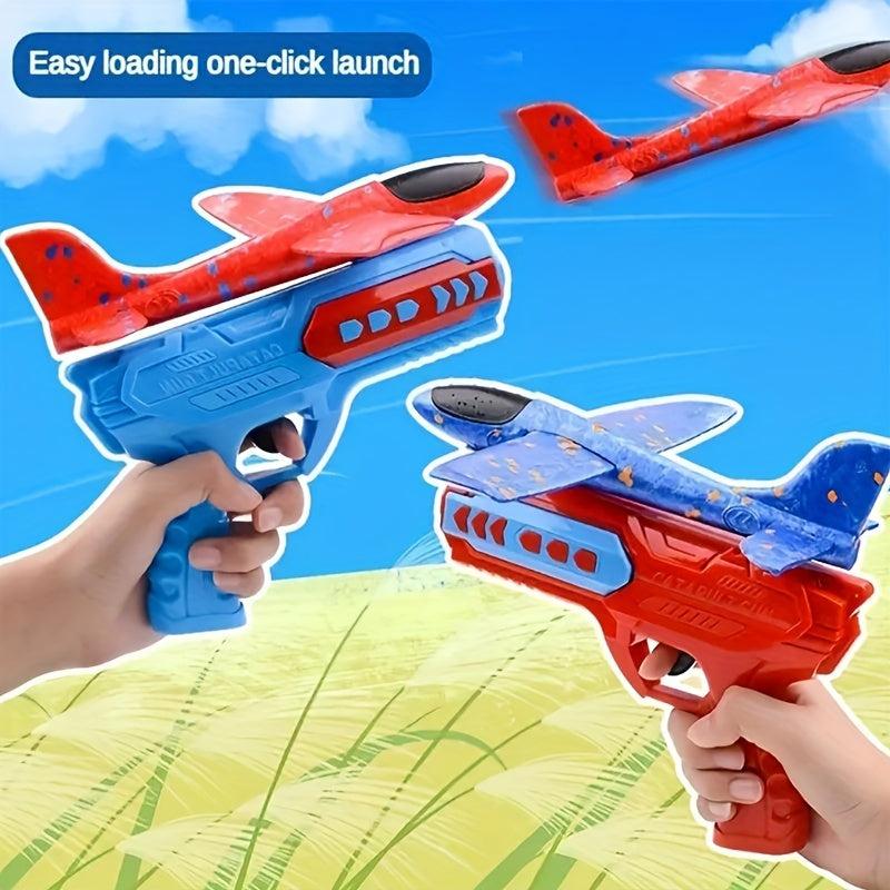 Kids Airplane Launcher Toy Foam Launch Aircraft Fun Outdoor Flying Toy