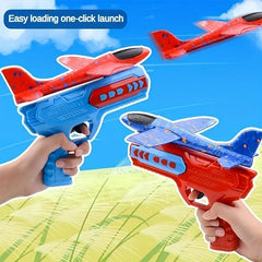 Kids Airplane Launcher Toy Foam Launch Aircraft Fun Outdoor Flying Toy