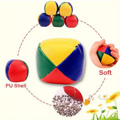 6pcs Multicolor PU Circus Juggling Balls with 4 Panels Designs