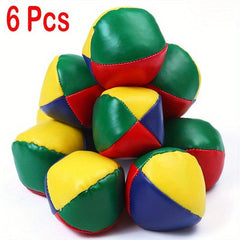 6pcs Multicolor PU Circus Juggling Balls with 4 Panels Designs