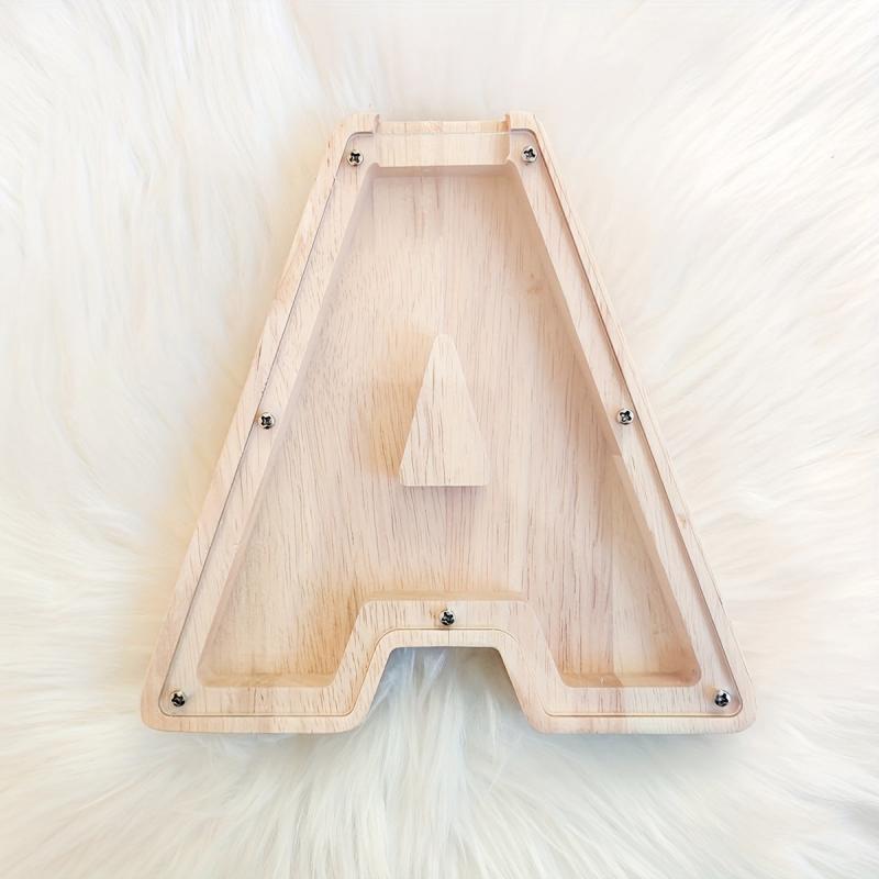 Creative Wooden English Letter Piggy Bank Toy Decor Handicraft