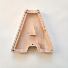 Creative Wooden English Letter Piggy Bank Toy Decor Handicraft