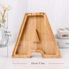 Creative Wooden English Letter Piggy Bank Toy Decor Handicraft