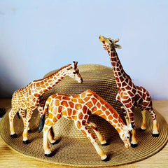 Ultra Realistic Giraffe Family Figures Plastic Animal Toys
