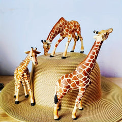 Ultra Realistic Giraffe Family Figures Plastic Animal Toys