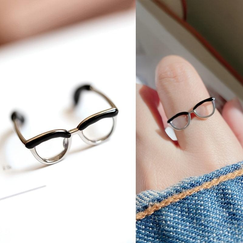 2pcs Creative Toy Eyewear Ring Adjustable Enamel Coloring Ring