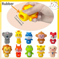 10pcs Rubber Animal Finger Puppets for Toddlers - Party Toys for Kids & Adults