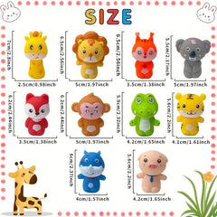 10pcs Rubber Animal Finger Puppets for Toddlers - Party Toys for Kids & Adults