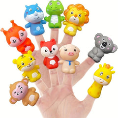 10pcs Rubber Animal Finger Puppets for Toddlers - Party Toys for Kids & Adults