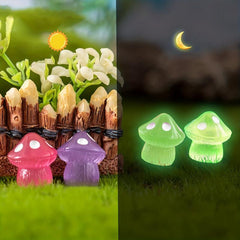 Glow-in-the-Dark 8pcs Mini Resin Mushrooms for DIY Party Decors
