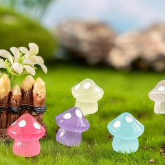 Glow-in-the-Dark 8pcs Mini Resin Mushrooms for DIY Party Decors