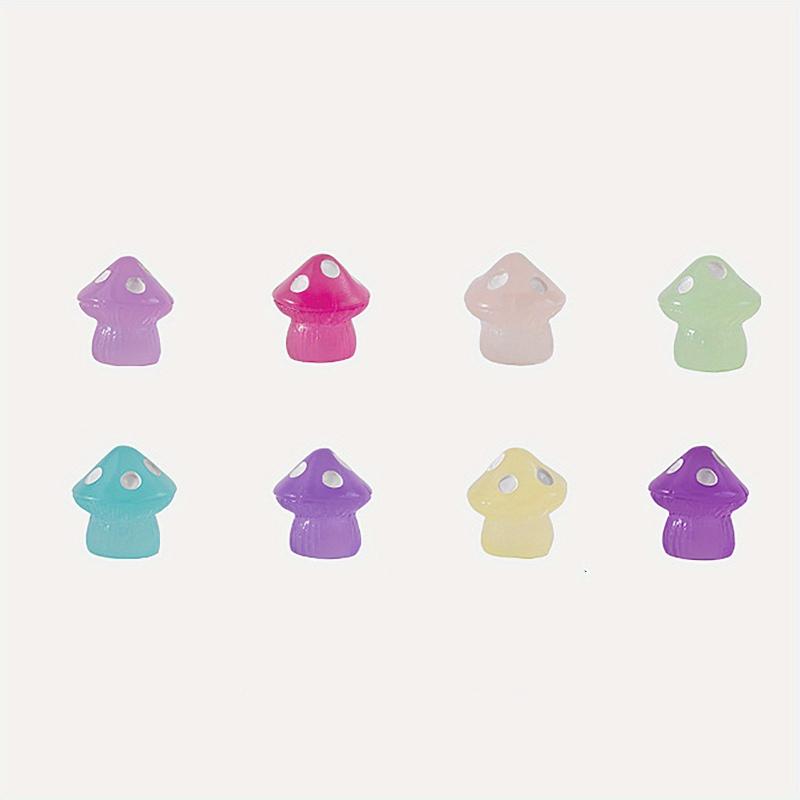 Glow-in-the-Dark 8pcs Mini Resin Mushrooms for DIY Party Decors