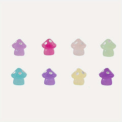 Glow-in-the-Dark 8pcs Mini Resin Mushrooms for DIY Party Decors