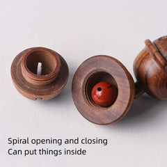 Flower Pear Wood Carved Keychain Pendant Necklace
