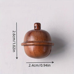 Flower Pear Wood Carved Keychain Pendant Necklace