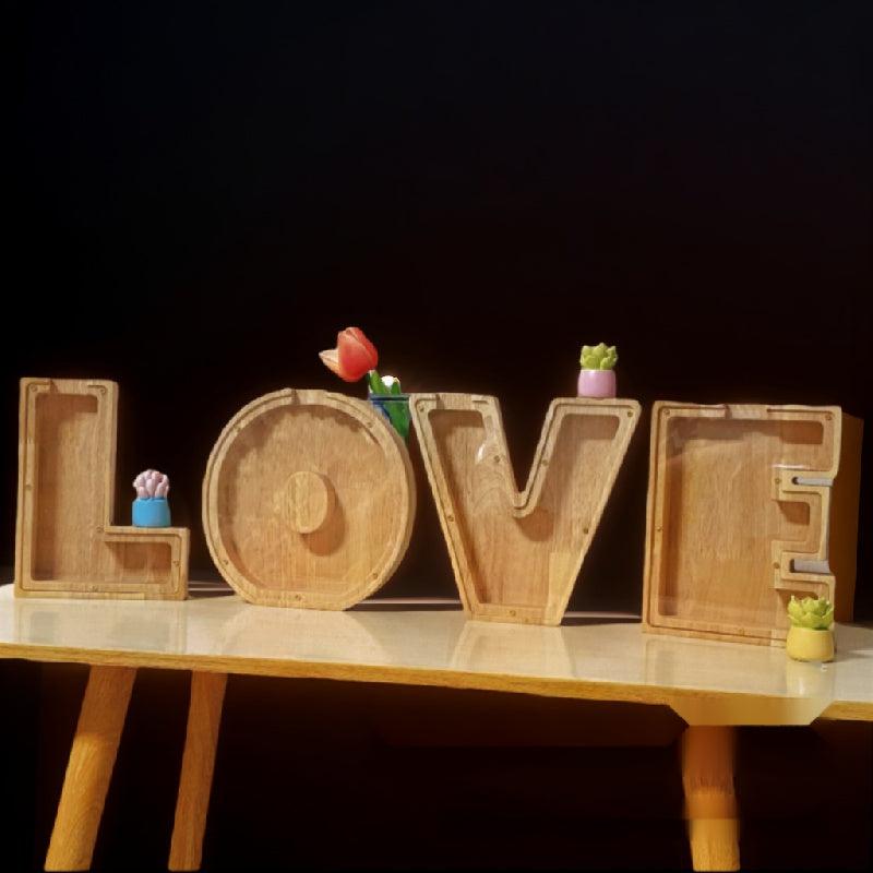 Wooden Letter Piggy Bank Wedding Decoration English Crafts Home Decor