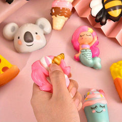 Slow Rebound Animal Toy Sticker Refrigerator Mermaid Horse French Fries