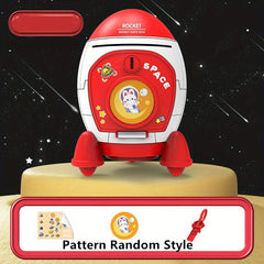 Kids' Space Rocket Piggy Bank Toy for Saving Money