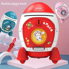 Kids' Space Rocket Piggy Bank Toy for Saving Money