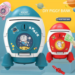 Kids' Space Rocket Piggy Bank Toy for Saving Money