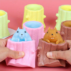 Evil Squirrel Tree Stump Mouse Squeeze Small Toy