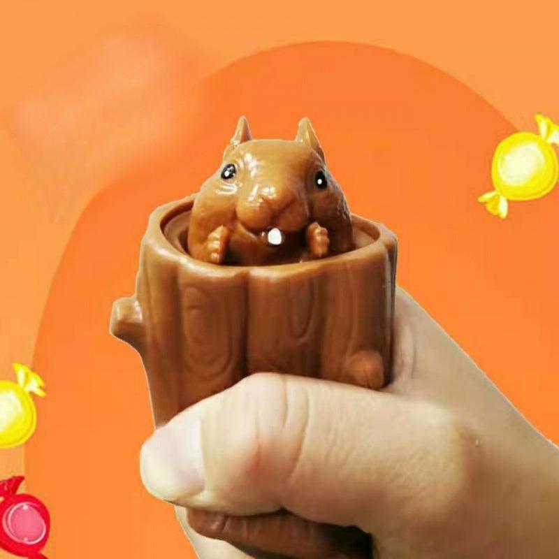 Evil Squirrel Tree Stump Mouse Squeeze Small Toy