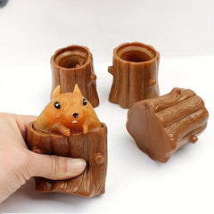 Evil Squirrel Tree Stump Mouse Squeeze Small Toy