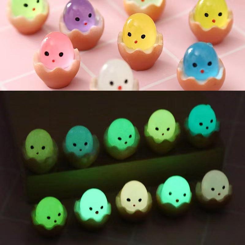 2/4/6pcs Shelled Egg Glow in the Dark DIY Resin Crafts Luminous Toy Decor