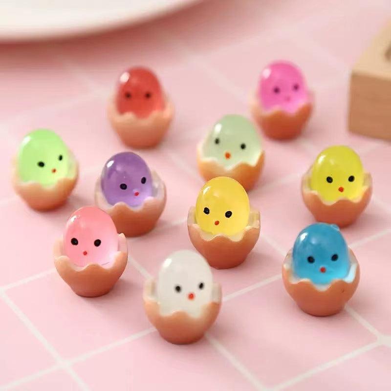 2/4/6pcs Shelled Egg Glow in the Dark DIY Resin Crafts Luminous Toy Decor