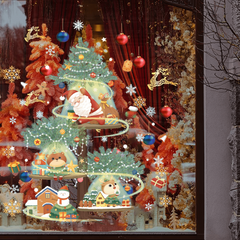 Christmas Decoration Stickers Snowman Wreath Xmas Year Door Wall Party Decor