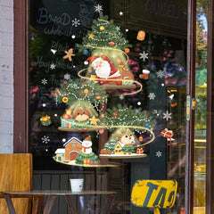 Christmas Decoration Stickers Snowman Wreath Xmas Year Door Wall Party Decor