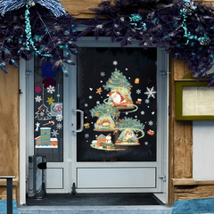 Christmas Decoration Stickers Snowman Wreath Xmas Year Door Wall Party Decor