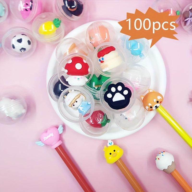 100pcs 32mm Transparent Twist Egg Ball Toy Pen Sleeve Toy Small Gift