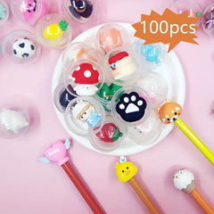 100pcs 32mm Transparent Twist Egg Ball Toy Pen Sleeve Toy Small Gift