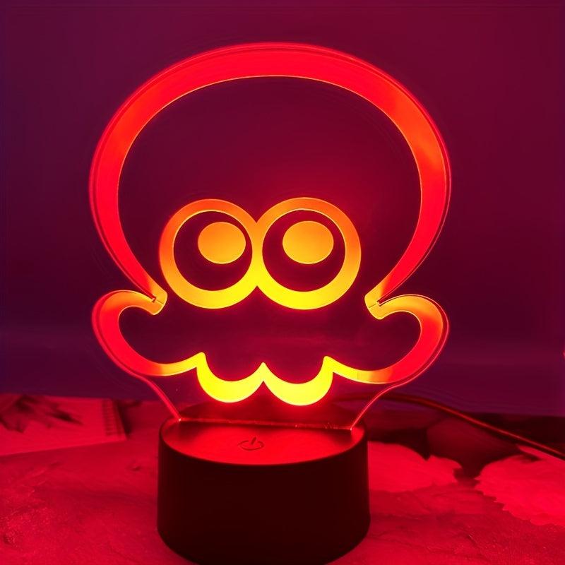 Octopus 3D Night Light Colorful Touch Bedroom Lamp