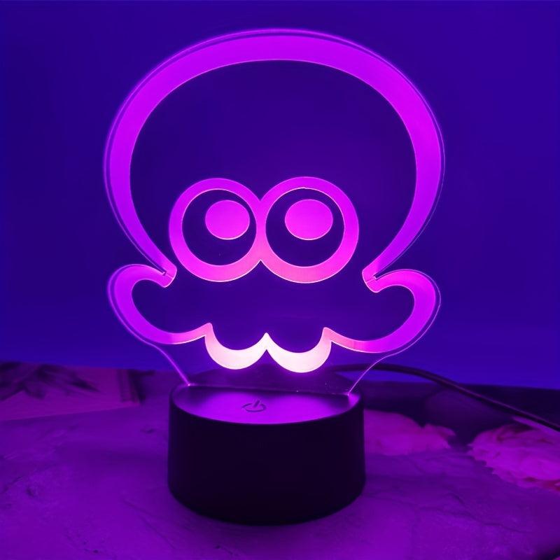 Octopus 3D Night Light Colorful Touch Bedroom Lamp