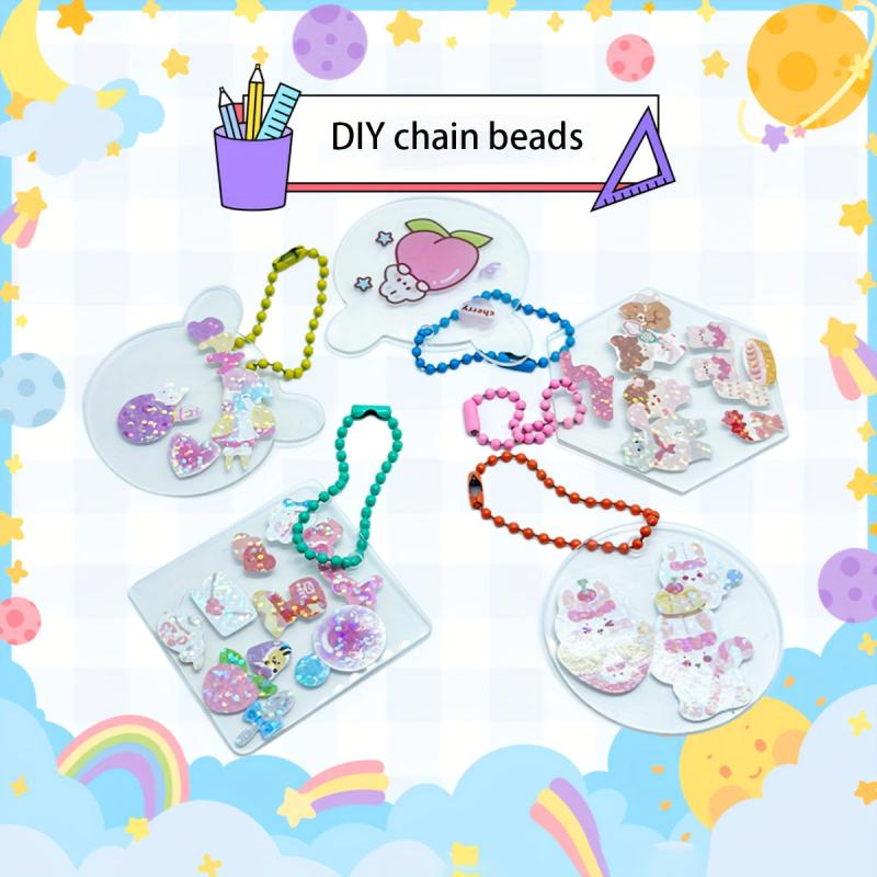 DIY Little Deer Bracket Set Keychain with Bead Chain & Decorations