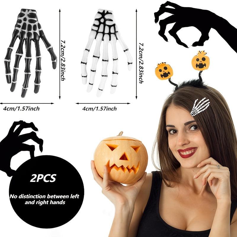 2 Pcs Halloween Skeleton Hand Bone Hair Clip Horror Hair Clip