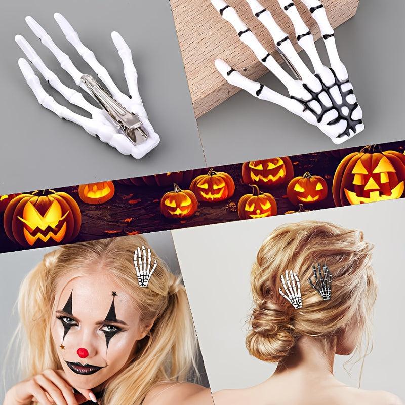 2 Pcs Halloween Skeleton Hand Bone Hair Clip Horror Hair Clip