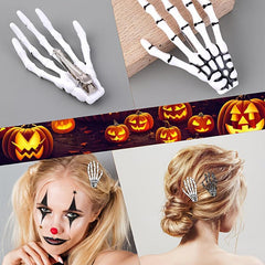 2 Pcs Halloween Skeleton Hand Bone Hair Clip Horror Hair Clip