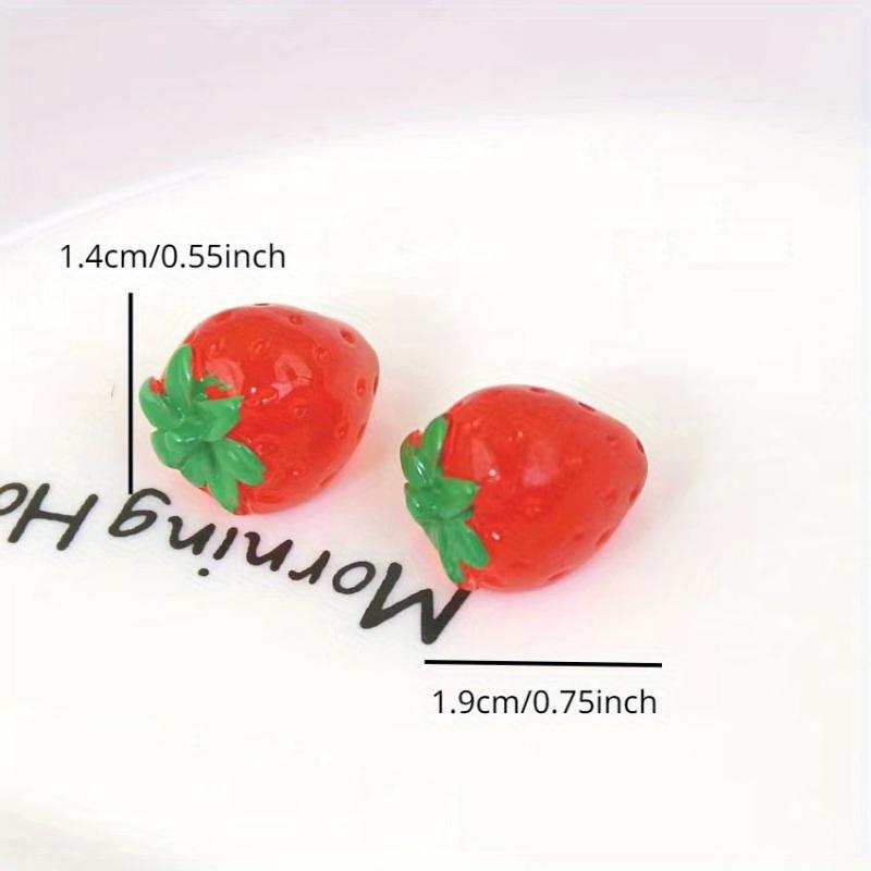 Resin Small Toys Food Play Fruit Strawberry 3pcs