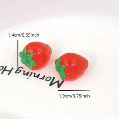 Resin Small Toys Food Play Fruit Strawberry 3pcs