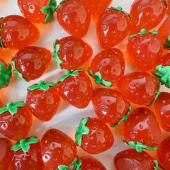 Resin Small Toys Food Play Fruit Strawberry 3pcs
