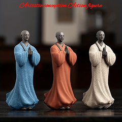 Monk Ceramic Dolls for Bonsai or Study Decor