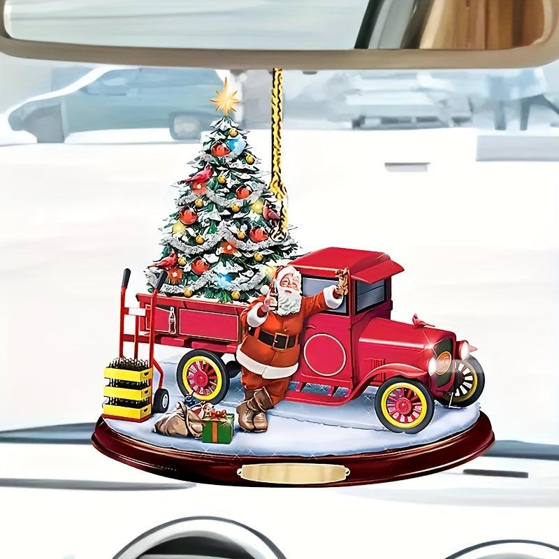 1pc Christmas Bus Acrylic Decorative Pendant Car Accessories